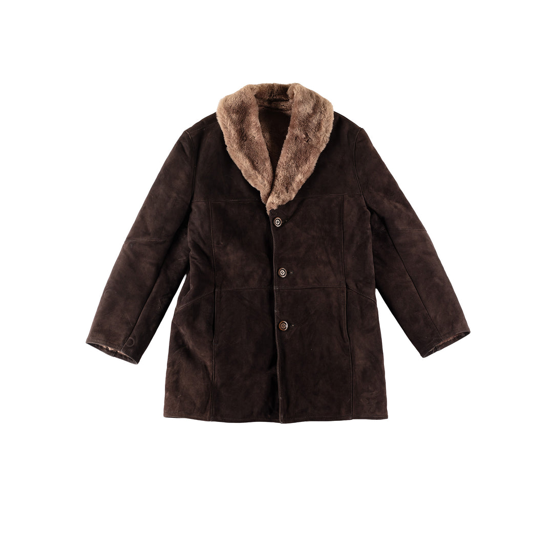 Vintage 70's Men Sheepskin Coat in BrownVN755