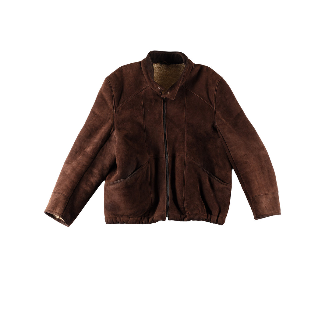Vintage 80's Men Sheepskin Jacket in BrownVN423