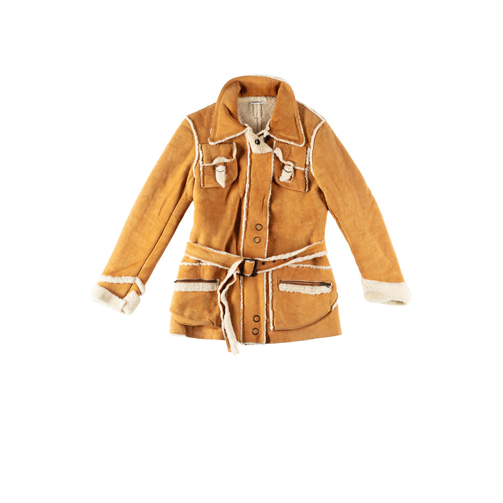 Vintage 80's Women Sheepskin Jacket in BrownMN706