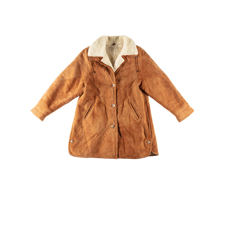 Vintage 80's Women Sheepskin Coat in BrownMN703