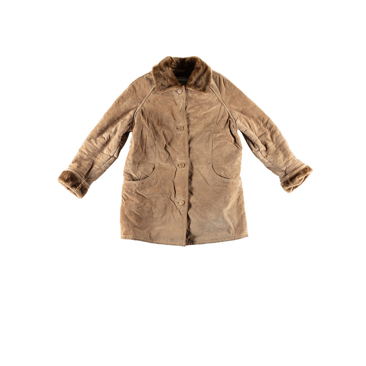 Vintage 70's Women Faux Sheepskin Coat in BeigeMN802