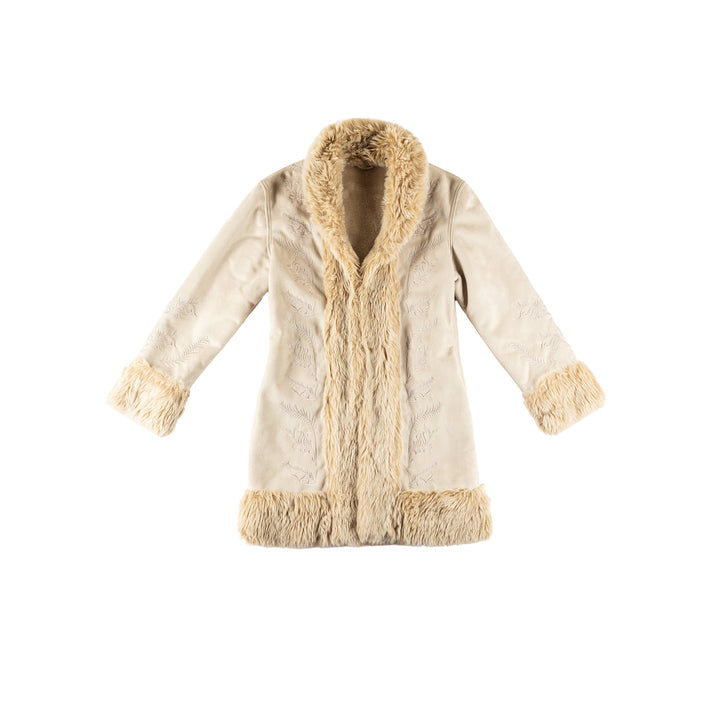 Vintage 70's Women Faux Sheepskin Coat in BeigeMN652