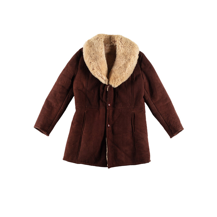 Vintage 70's Men Sheepskin Coat in BrownVN450
