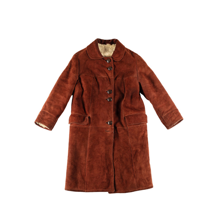Vintage 80's Women Sheepskin Coat in BrownMN443