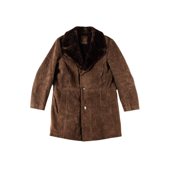 Vintage 70's Men Faux Sheepskin Coat in BrownVN679