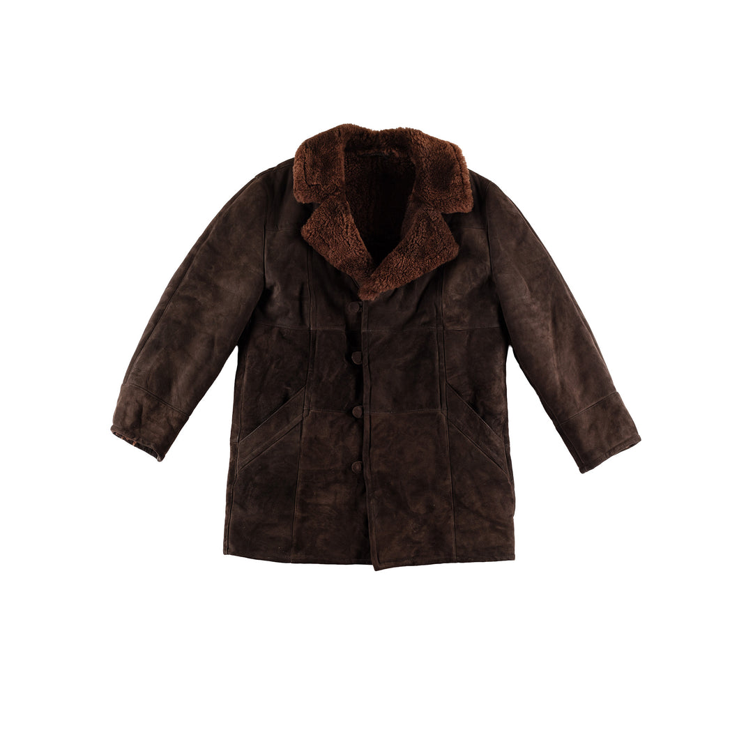 Vintage 80's Men Sheepskin Coat in BrownVN452