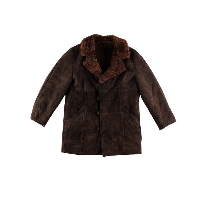 Vintage 80's Men Sheepskin Coat in BrownVN452