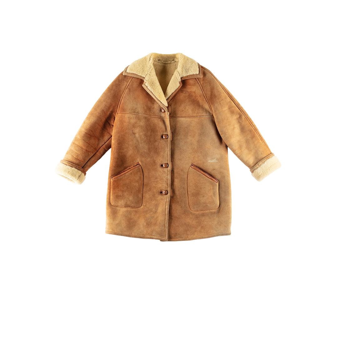 Vintage 80's Women Sheepskin Coat in BrownMN791