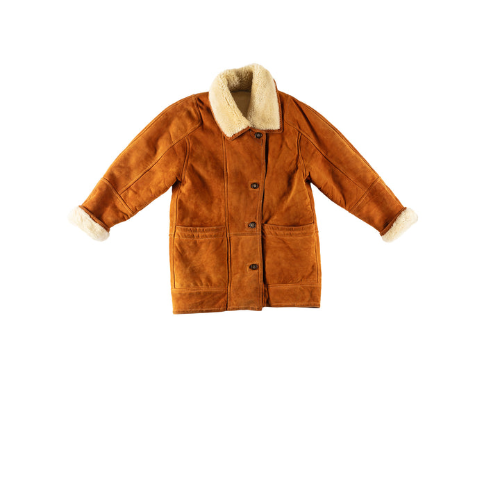 Vintage 80's Women Sheepskin Coat in BrownMN729