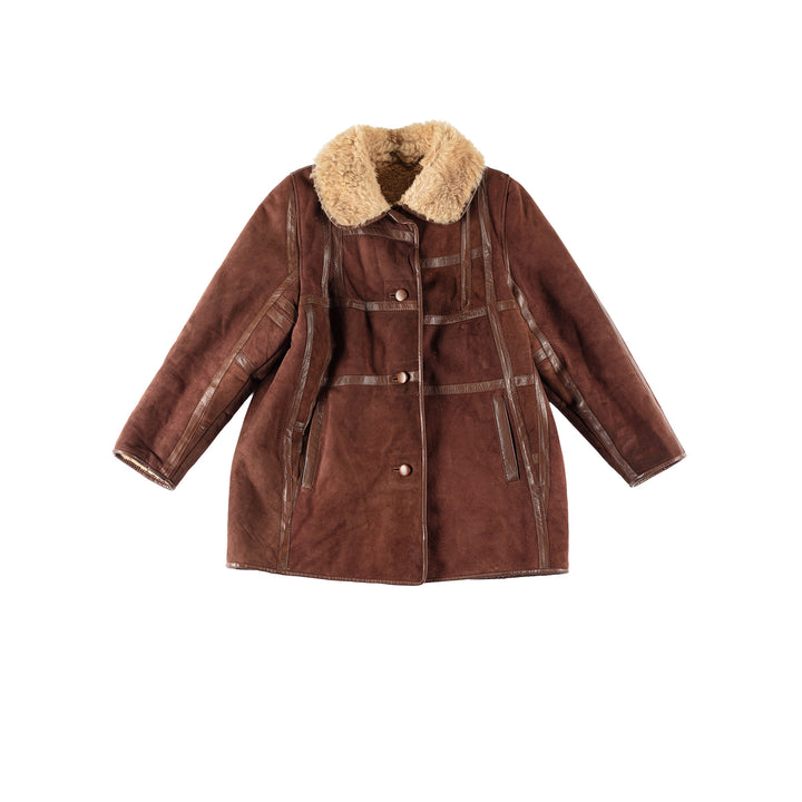 Vintage 80's Women Sheepskin Coat in BrownMN770