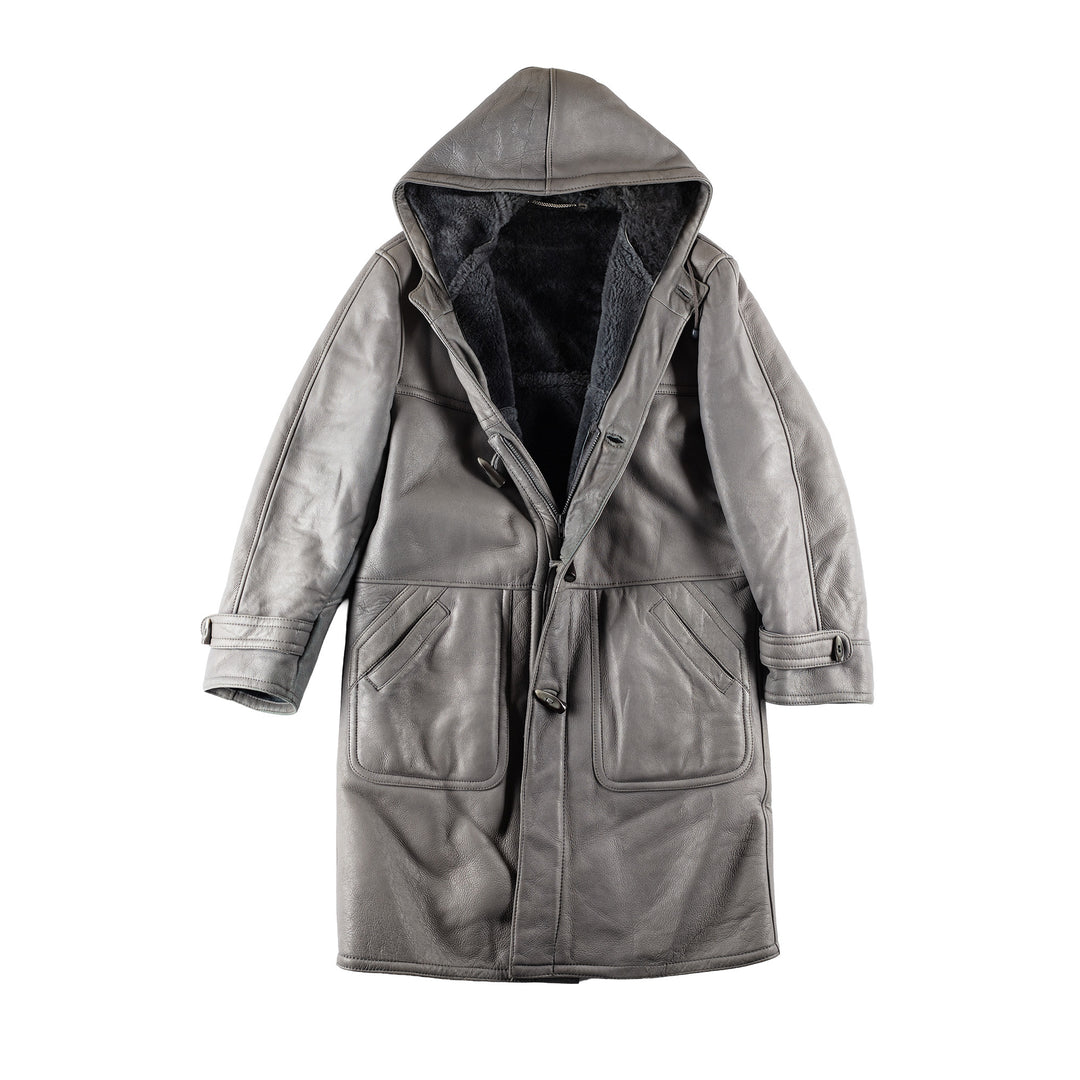 Vintage 80's Men Sheepskin Coat in GrayVN789