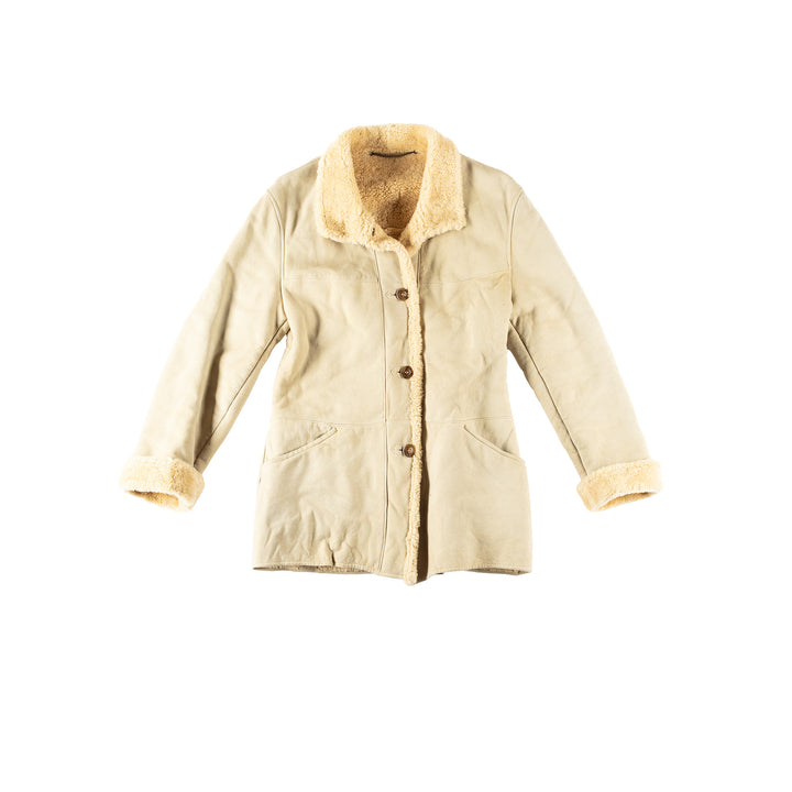 Vintage 70's Women Sheepskin Coat in BeigeMN283