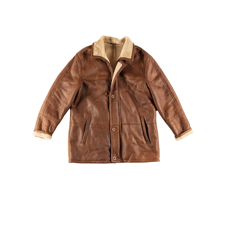 Vintage 80's Men Sheepskin Coat in BrownMN742