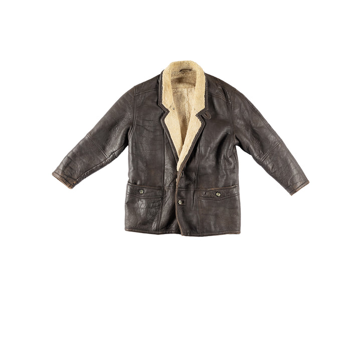 Vintage 80's Men Sheepskin Coat in BrownVN563