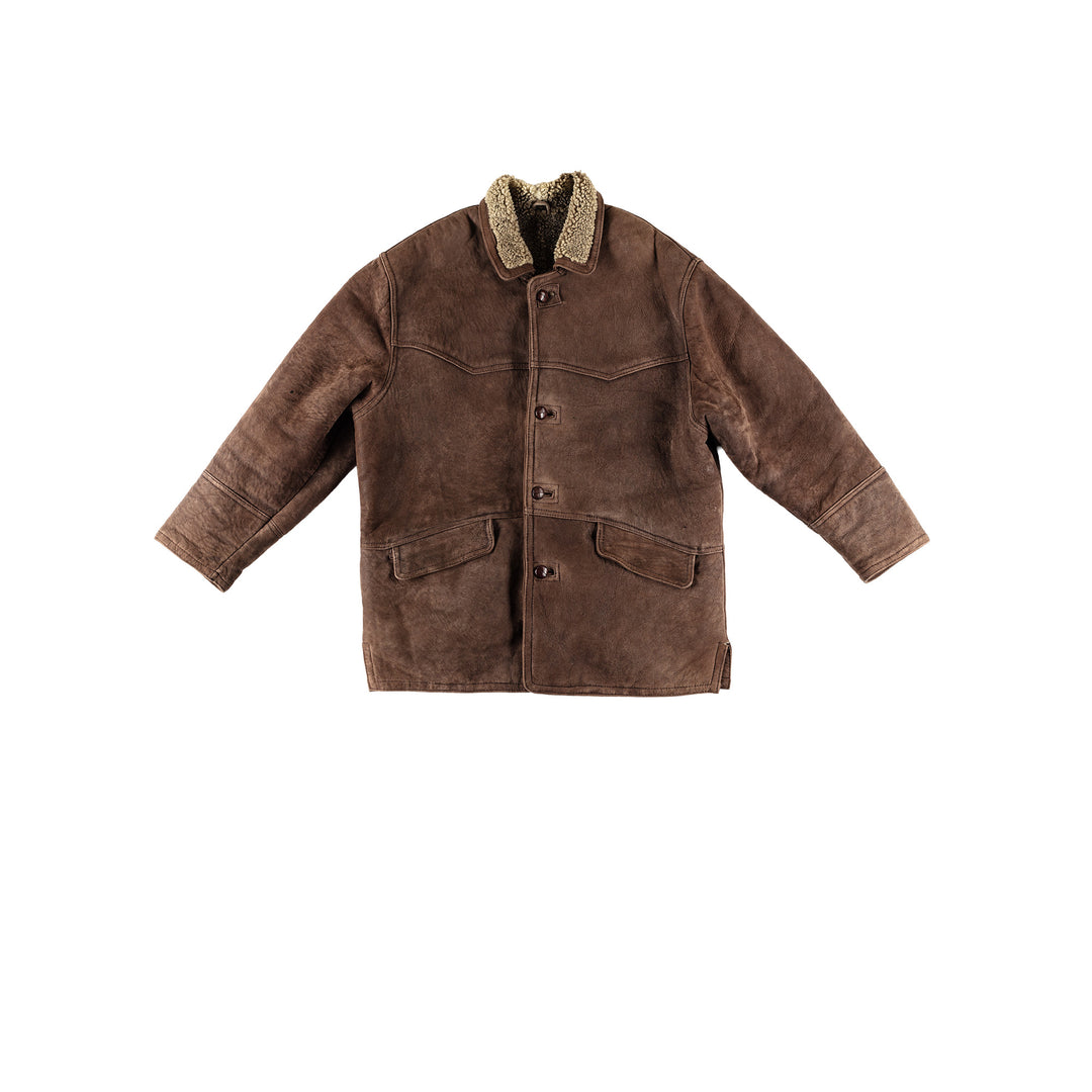 Vintage 80's Men Sheepskin Coat in BrownVN703