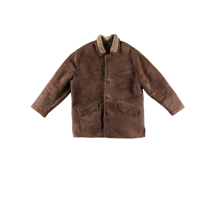 Vintage 80's Men Sheepskin Coat in BrownVN703