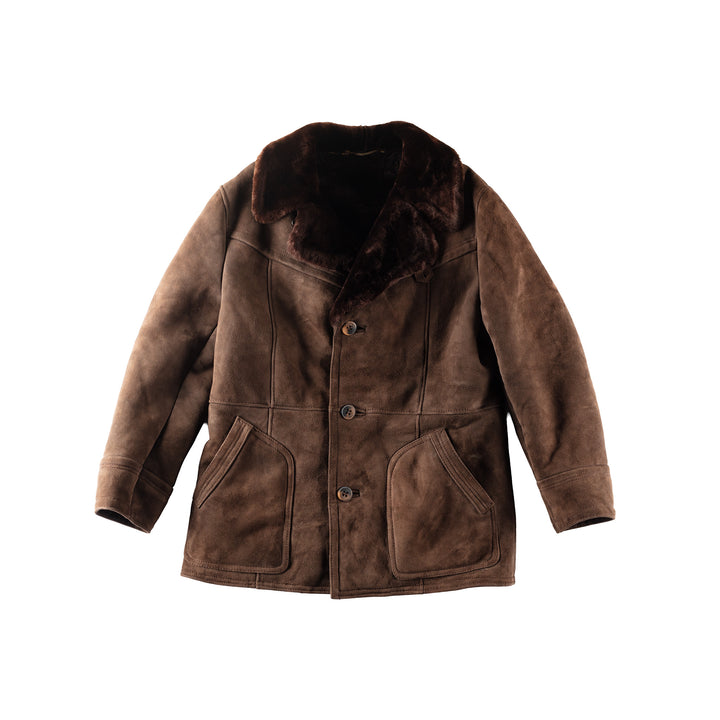 Vintage 80's Men Sheepskin Coat in Brown