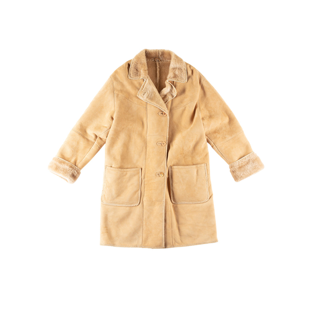 Vintage 70's Women Sheepskin Coat in BeigeMN769