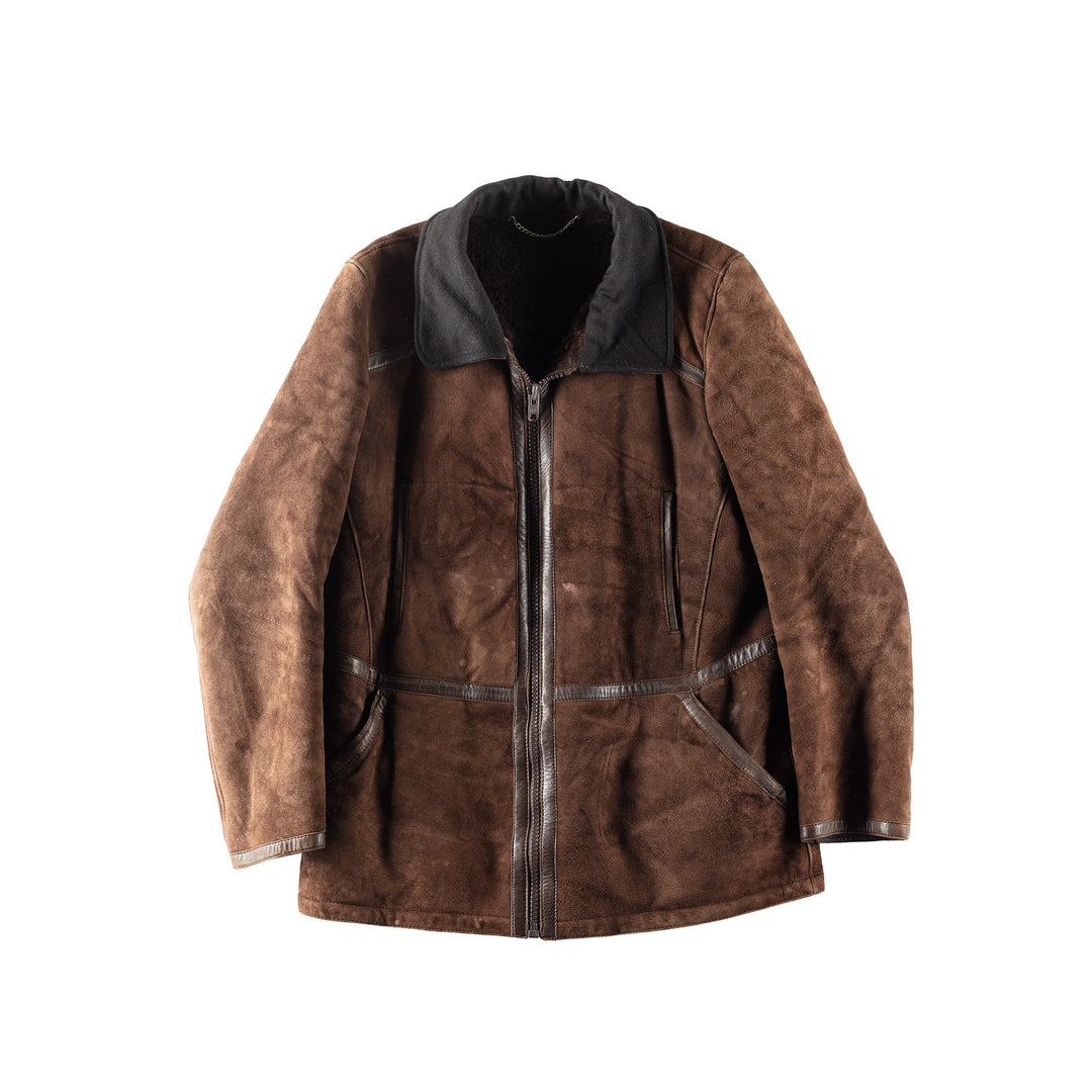 Vintage 90's Men Sheepskin Coat in Brown