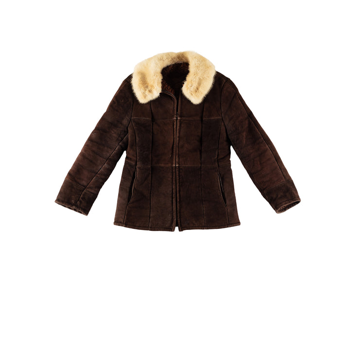 Vintage 70's Women Sheepskin Jacket in BrownMN676