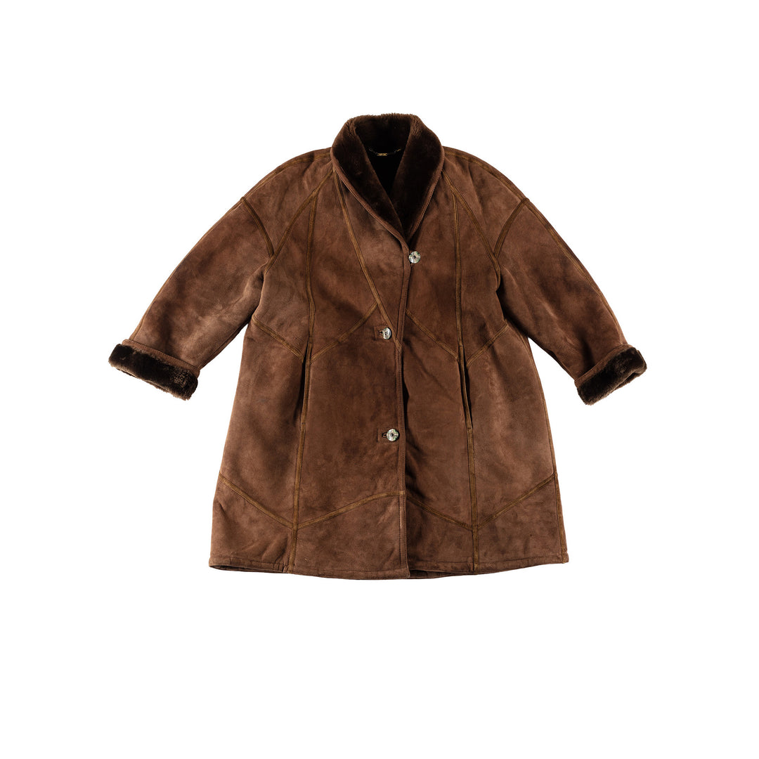 Vintage 80's Women Sheepskin Coat in BrownMN724Free Text
