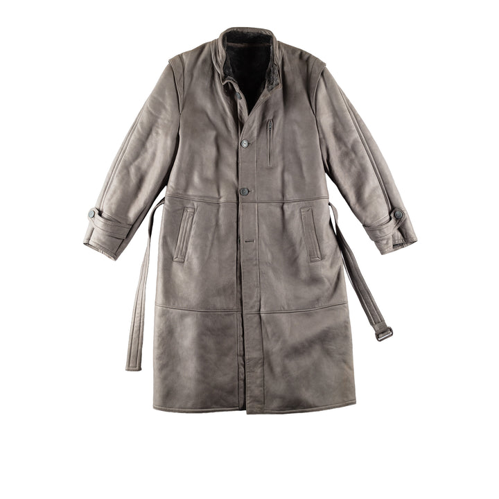 Vintage 80's Men Sheepskin Coat in GrayVN786