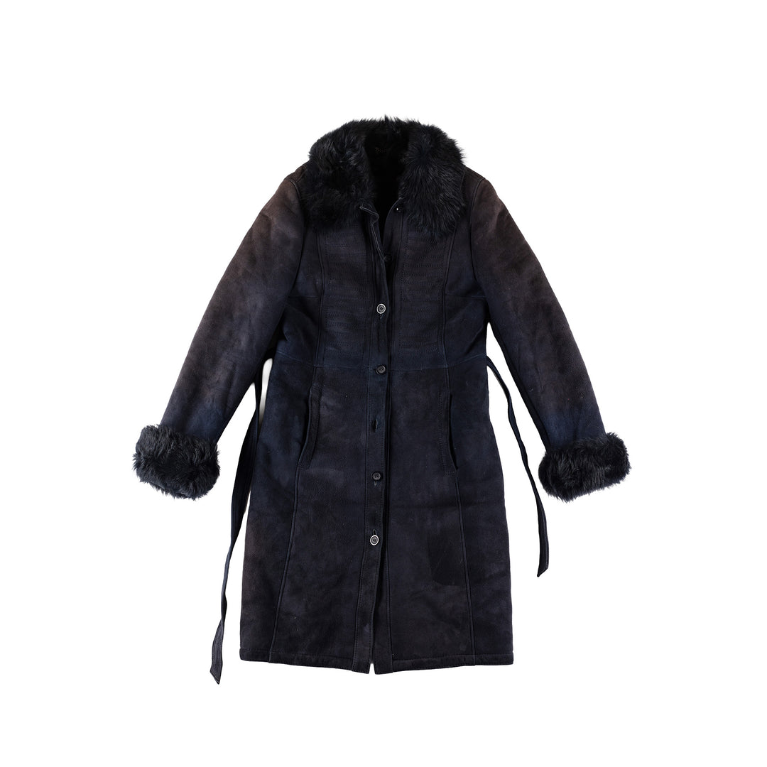 Vintage 70's Women Sheepskin Coat in BlueMN660