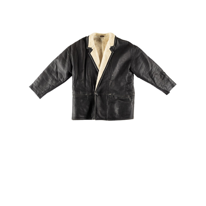 Vintage 80's Men Sheepskin Coat in BlackVN764