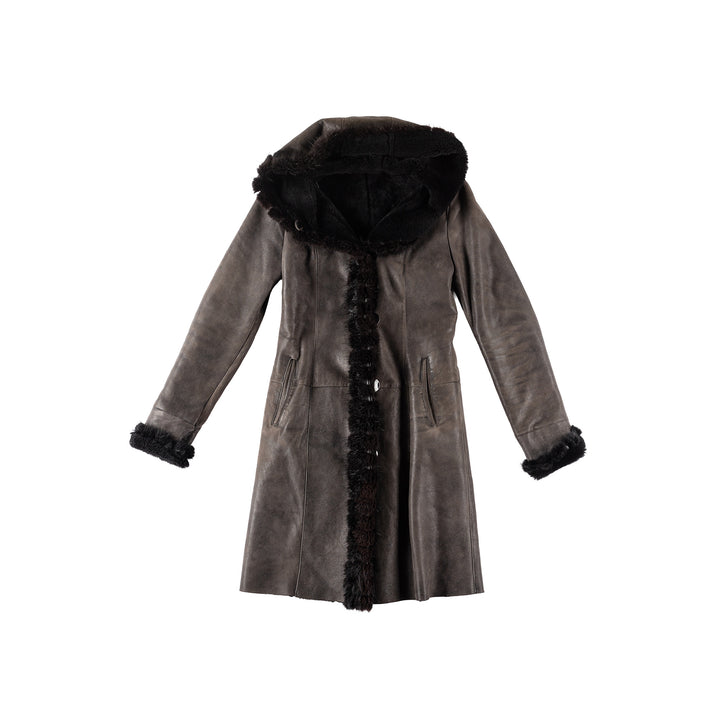 Vintage 70's Women Sheepskin Coat in GrayMN286