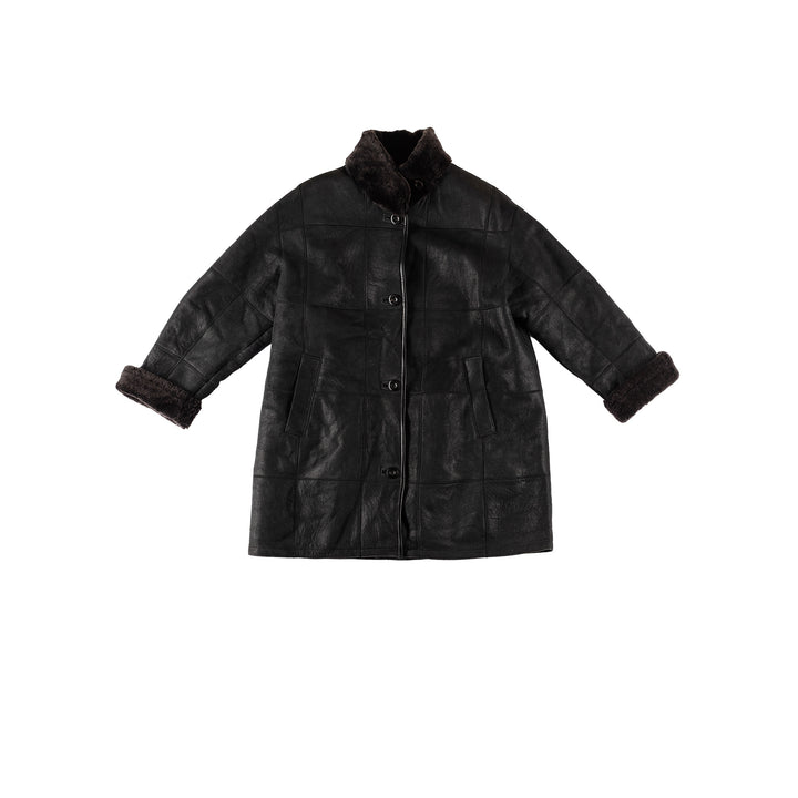 Vintage 80's Women Sheepskin Coat in BlackMN597