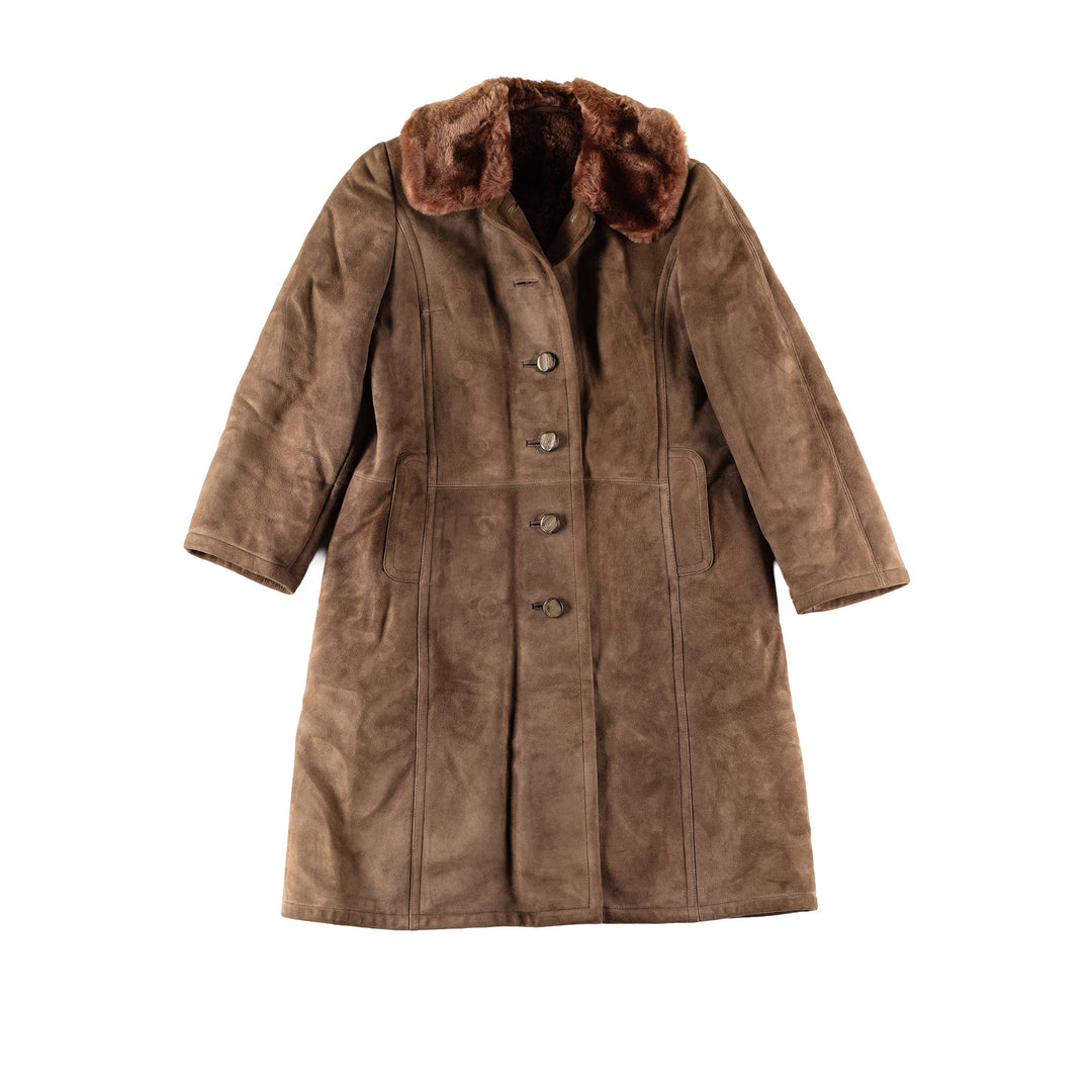 Vintage 70's Women Sheepskin Coat in BrownMN736