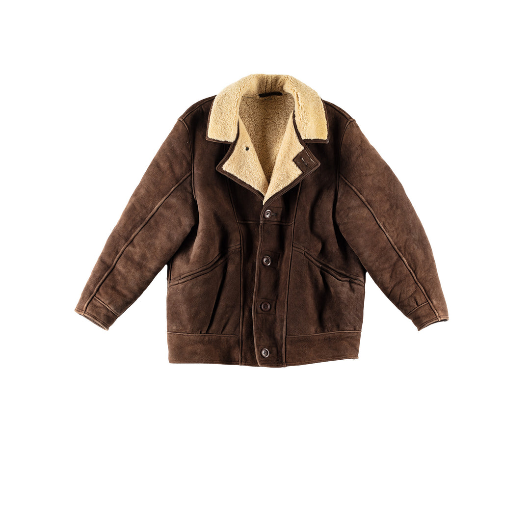 Vintage 80's Men Sheepskin Coat in BrownVN781