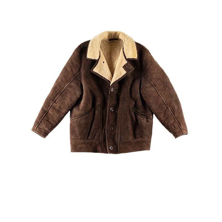 Vintage 80's Men Sheepskin Coat in BrownVN781