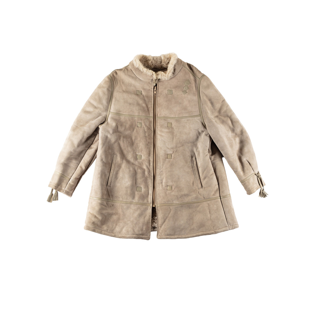 Vintage 90's Women Suede Coat in BeigeMN543