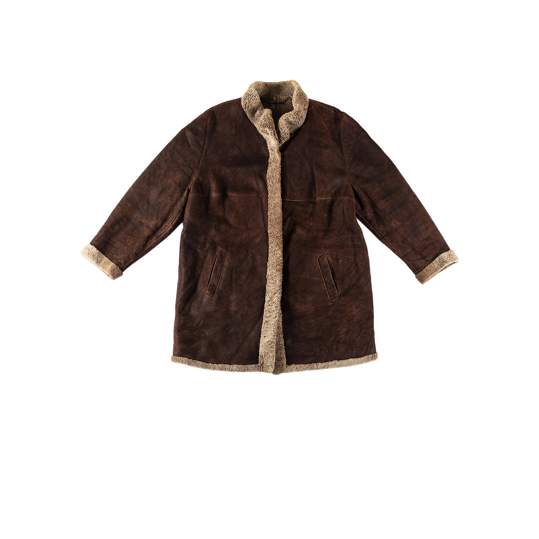 Vintage 80's Women Sheepskin Coat in BrownMN586