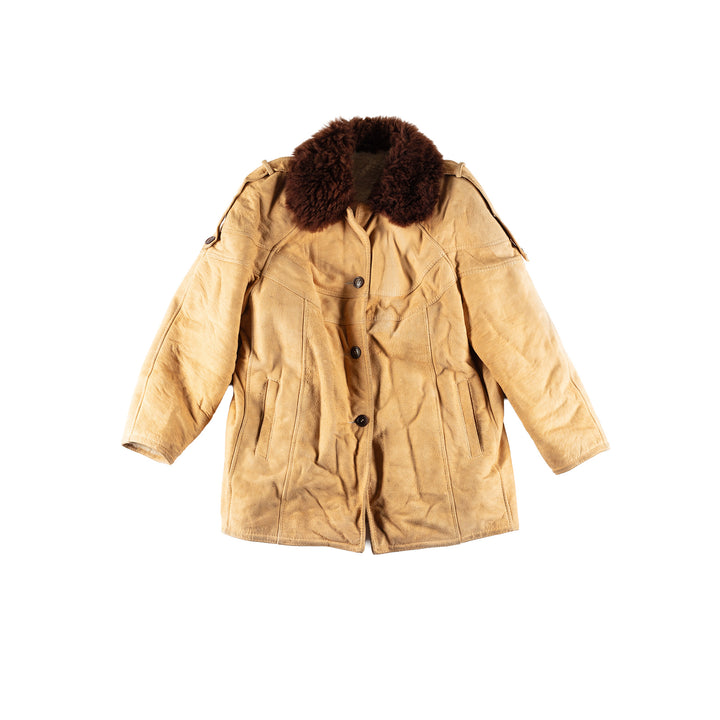 Vintage 80's Women Sheepskin Coat in BeigeMN495