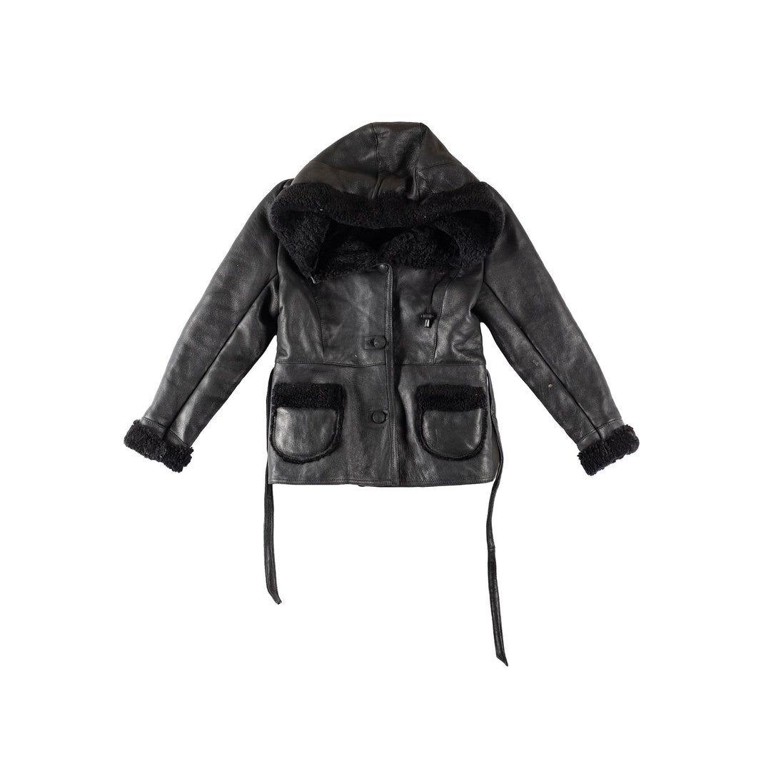 Vintage 80's Women Sheepskin Jacket in BlackMN302
