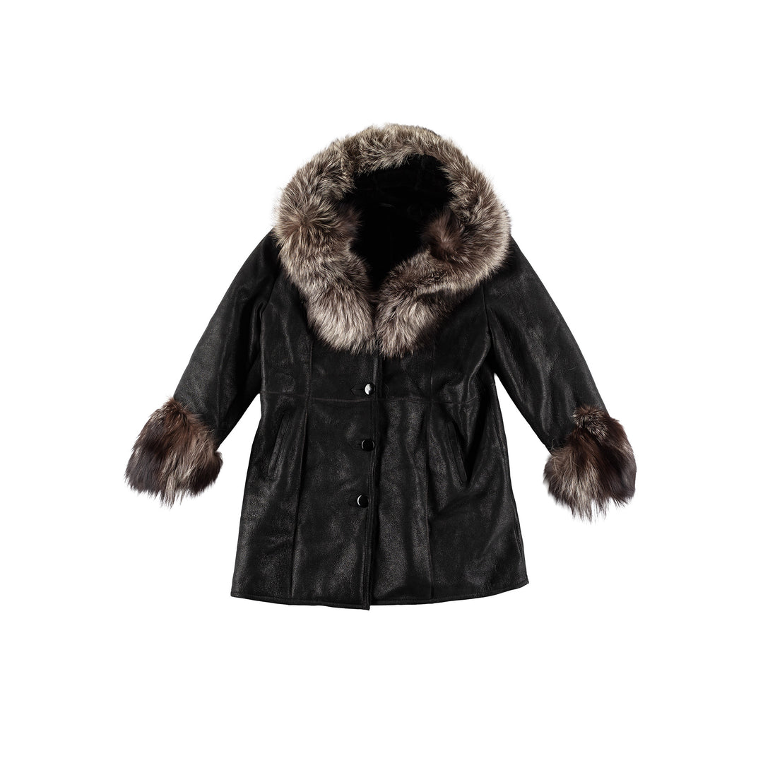 Vintage 70's Women Sheepskin Coat in BlackMN491