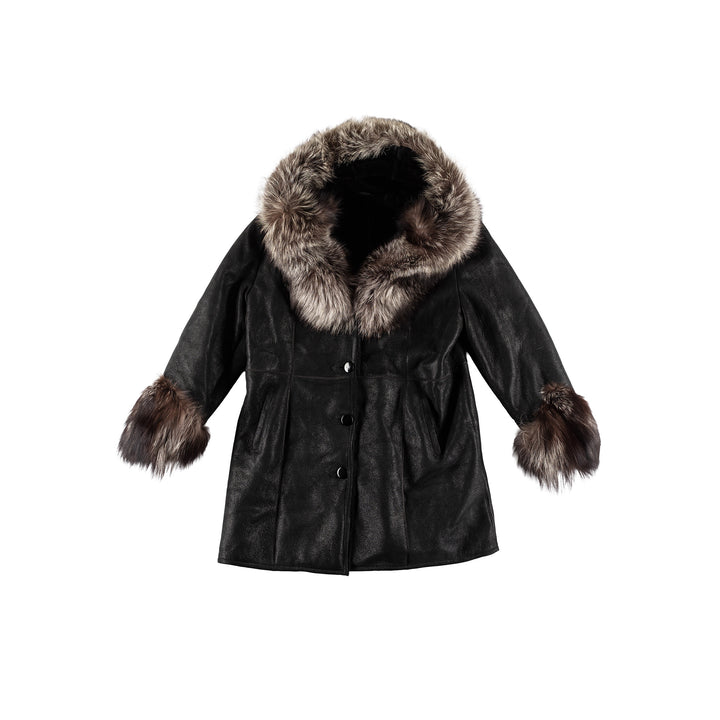 Vintage 70's Women Sheepskin Coat in BlackMN491