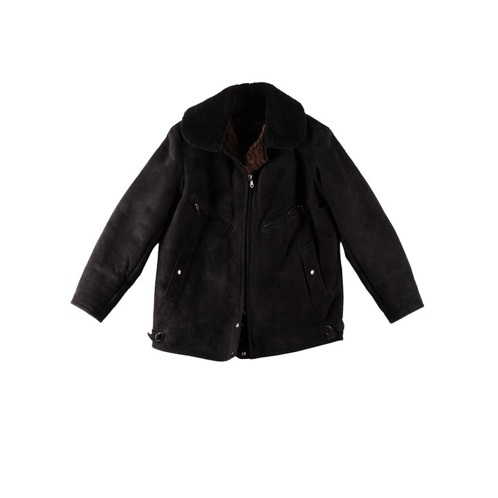 Vintage 80's Men Sheepskin Coat in BlackVN407