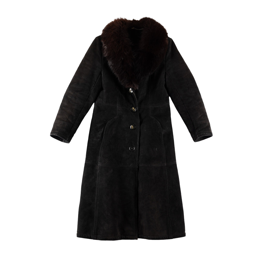 Vintage 70's Women Sheepskin Coat in BlackMN739