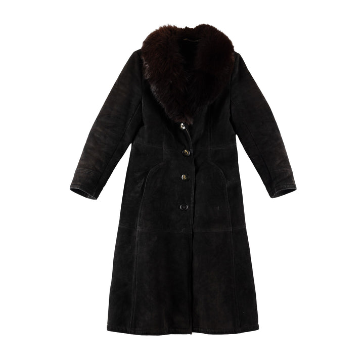 Vintage 70's Women Sheepskin Coat in BlackMN739