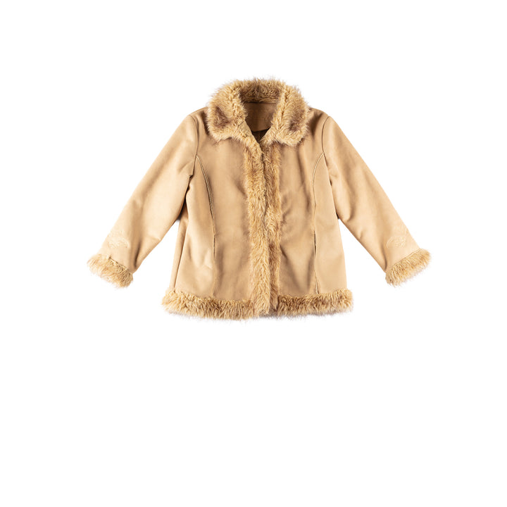 Vintage 70's Women Faux Sheepskin Coat in BeigeMN656