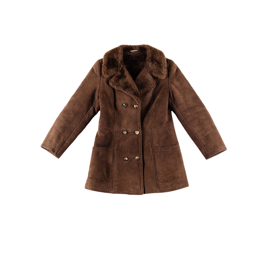 Vintage 70's Women Sheepskin Coat in BrownMN450