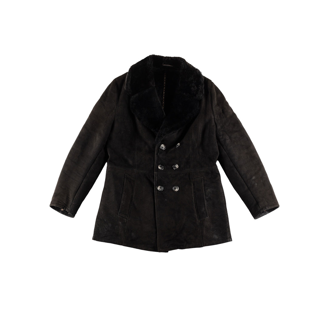 Vintage 70's Men Sheepskin Coat in BlackVN453