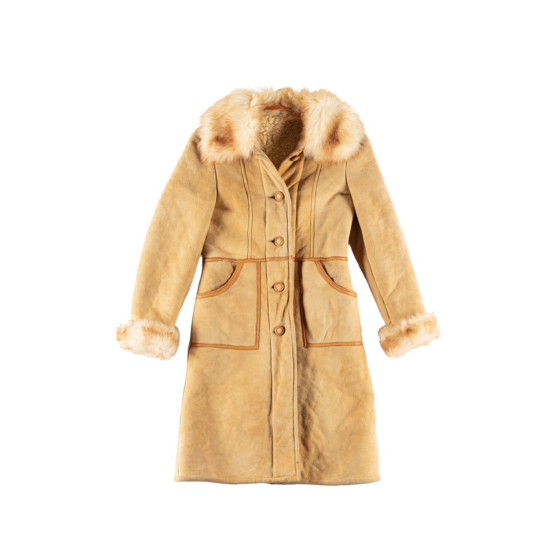 Vintage 70's Women Sheepskin Coat in BeigeMN744