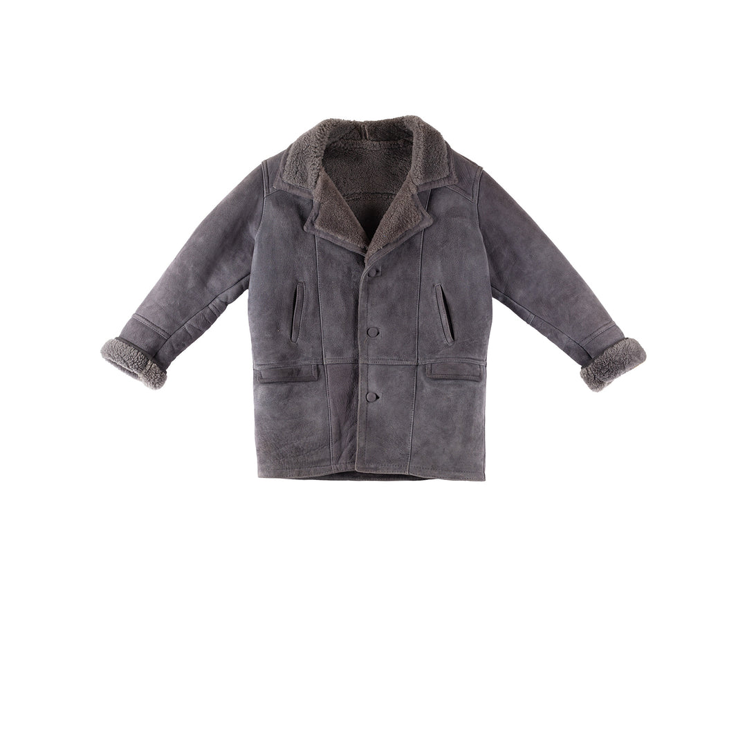 Vintage 80's Men Sheepskin Coat in GrayVN286