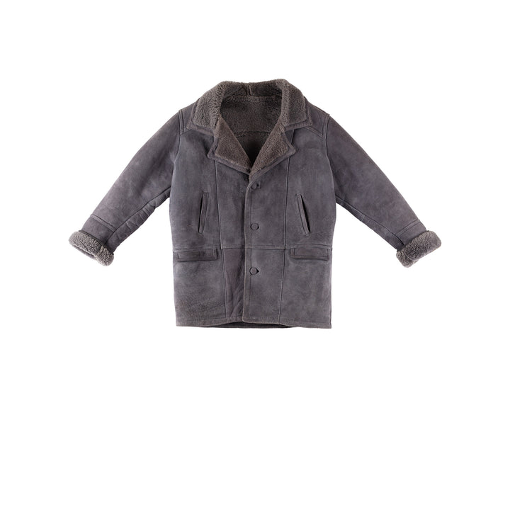 Vintage 80's Men Sheepskin Coat in GrayVN286