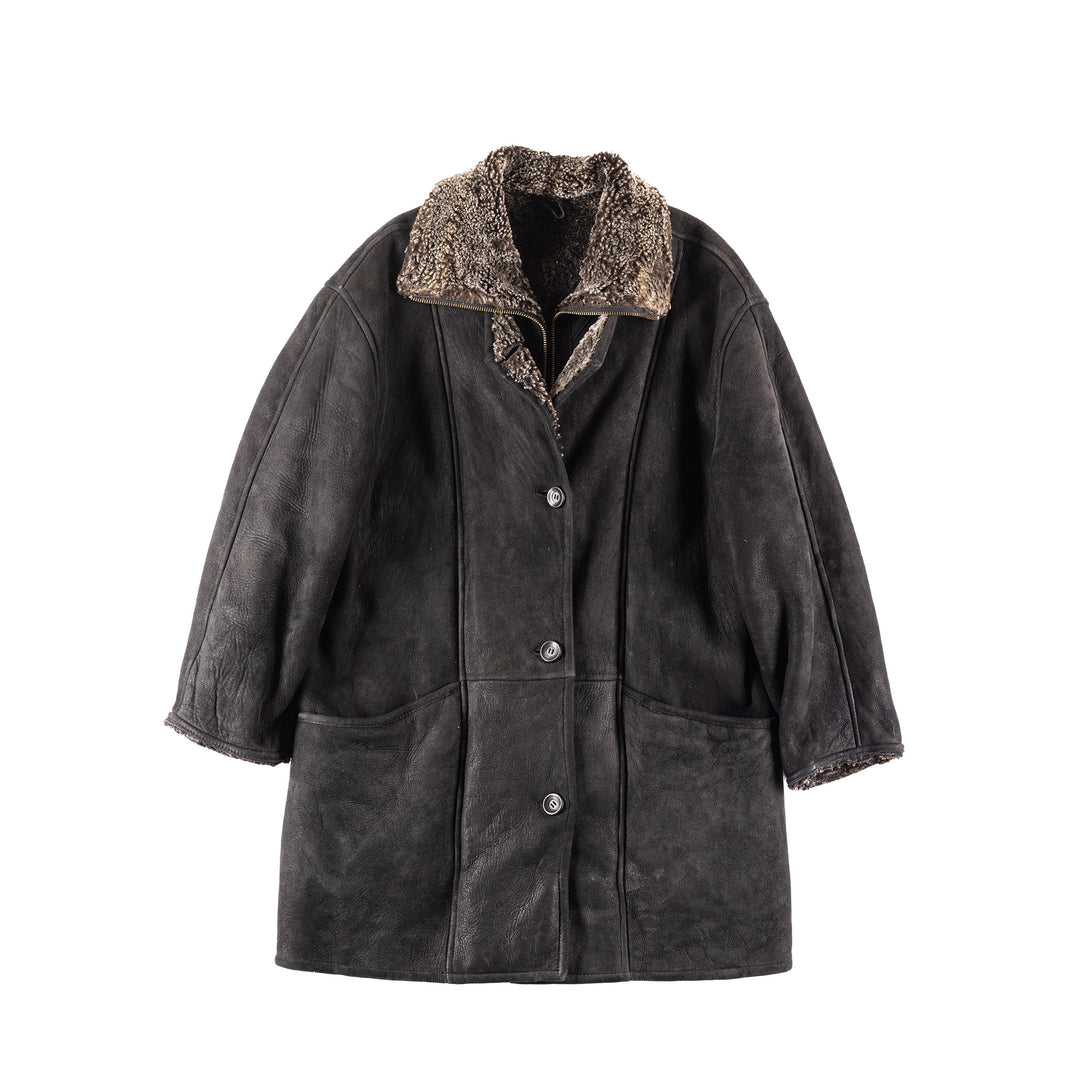 Vintage 00's Women Sheepskin Coat in Black