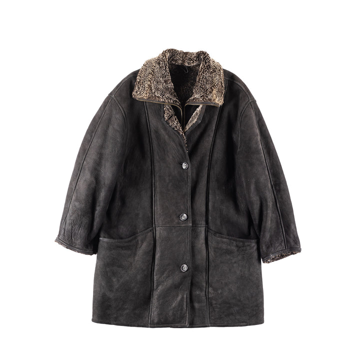 Vintage 00's Women Sheepskin Coat in Black